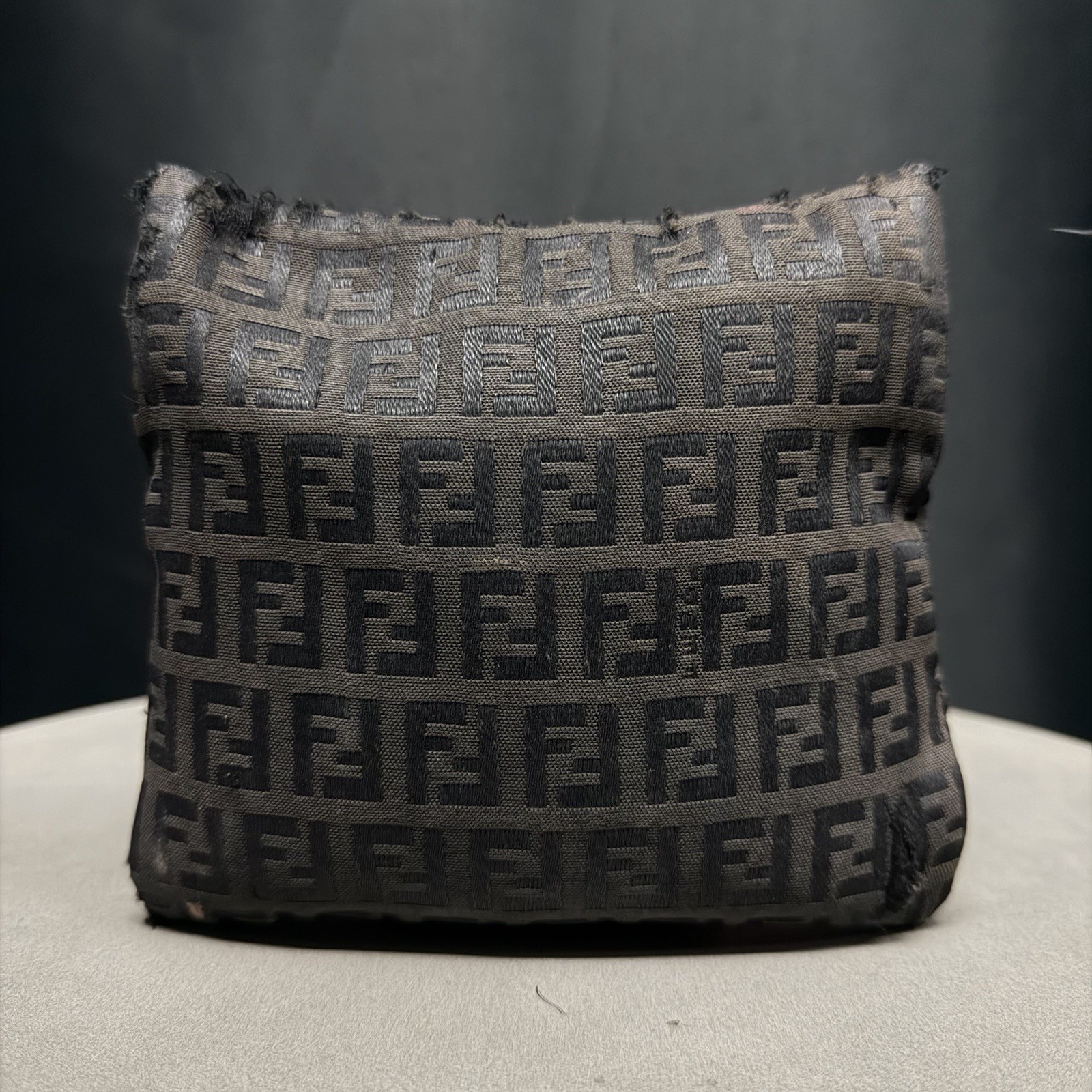 Vintage Fendi Zucchino Logo Monogram Canvas Black Small Clutch Coin Purse