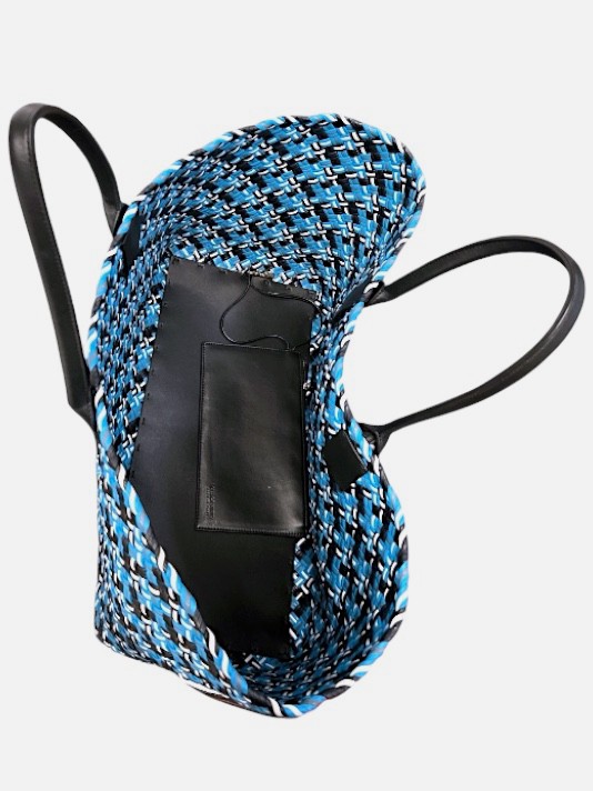 Bottega Veneta Women’s Blue Black Intrecciato Leather Shopping Tote Large Bag