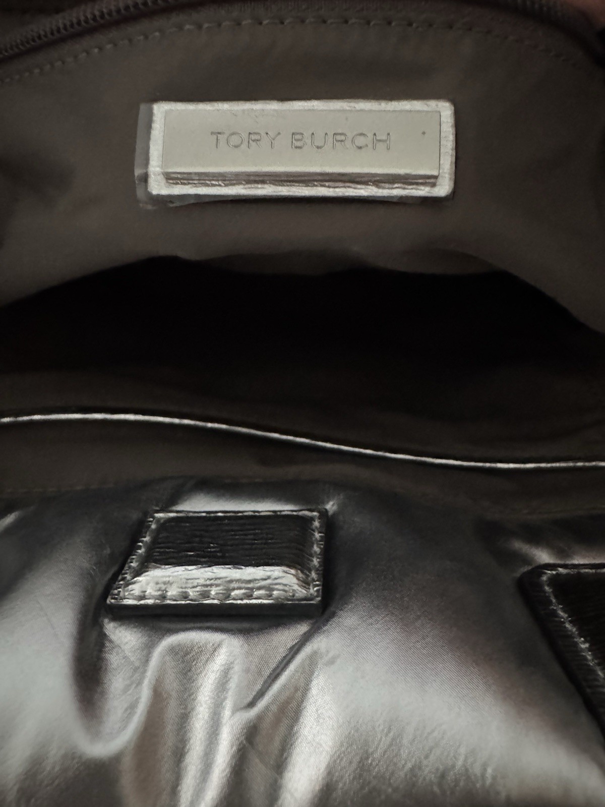 Tory Burch Metallic Silver Ella Tote Small