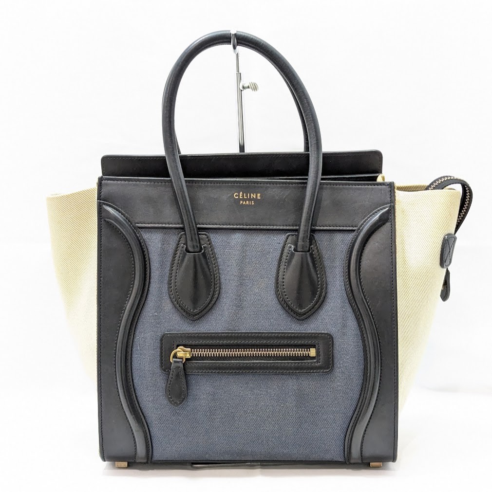 CELINE Luggage Micro Shopper Leather Tote Hand Bag Multicolor Women’s Auth