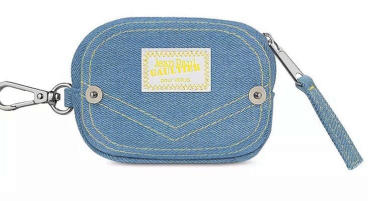 Jean Paul Gaultier Blue denim Mini Clutch wallet Case Coin Purse Key ring bag