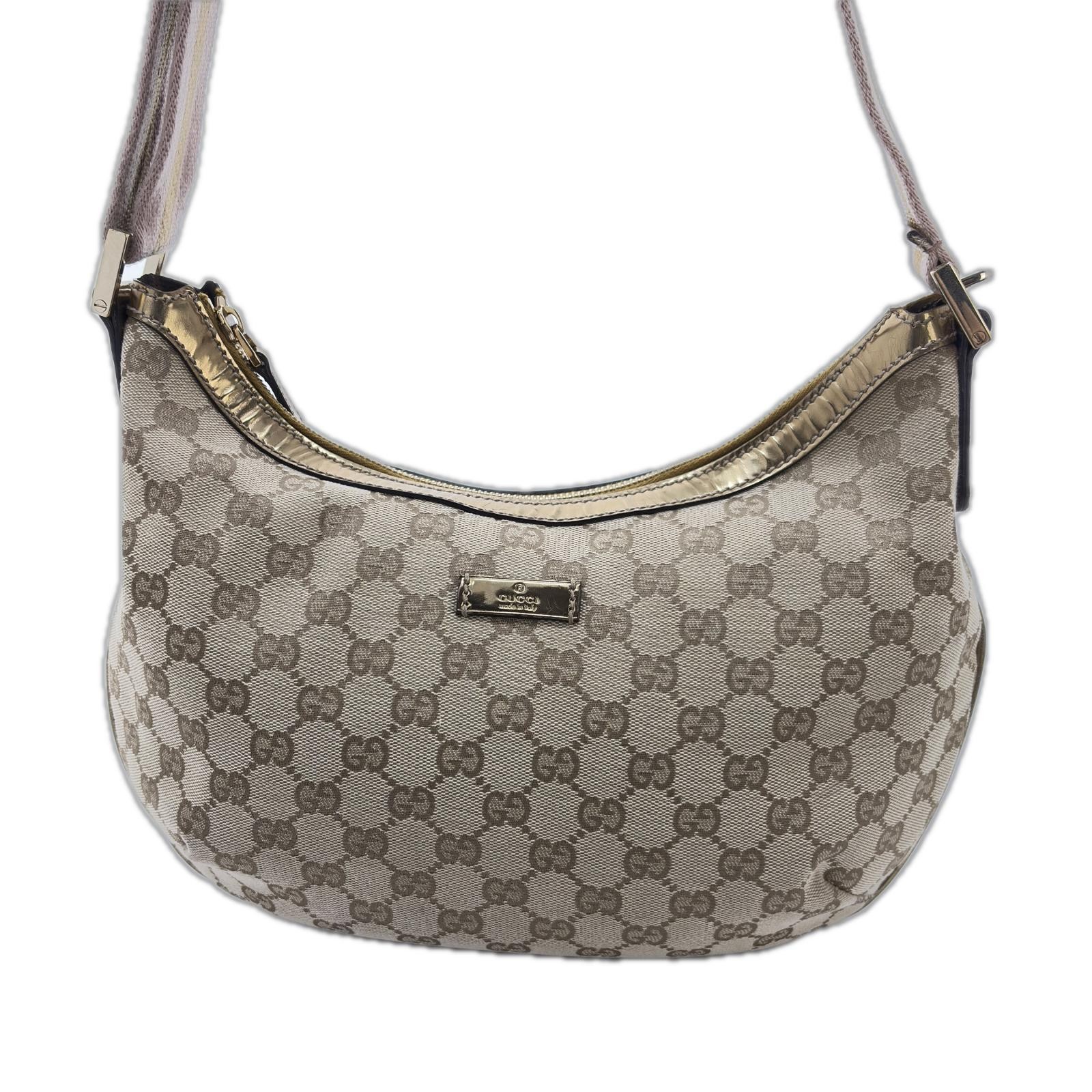 GUCCI GG Shoulder Bag 181092 Canvas / Calfskin Beige / Gold Women’s #DB1926