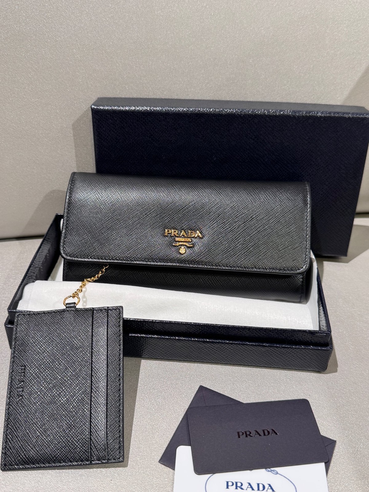 Prada Pre-Owned Authentic Long Wallet Black 1M1132-QWA-F0002