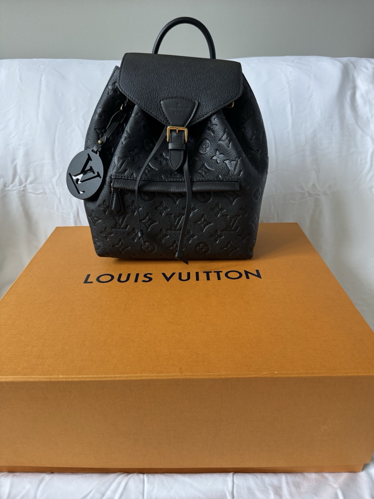 Louis Vuitton Black Montsouris Leather Backpack