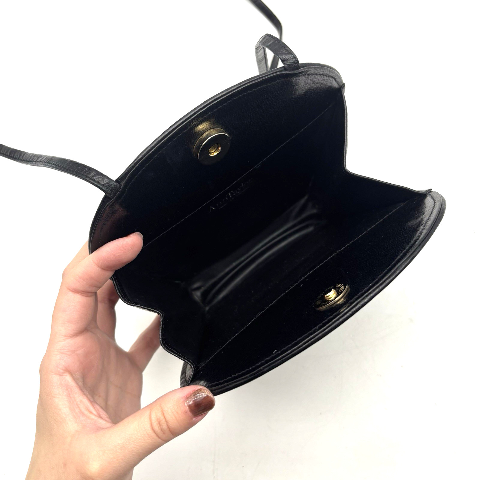 Vintage 90s Ann Taylor Black Patent Croc Emboss Leather Crossbody Clutch Canada