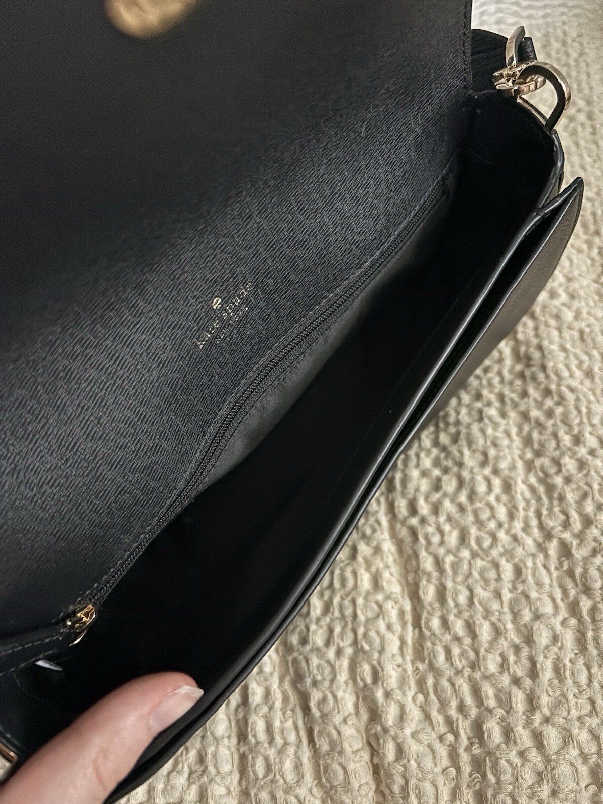 Kate Spade Quinn Medium Flap Shoulder Bag Black Leather New