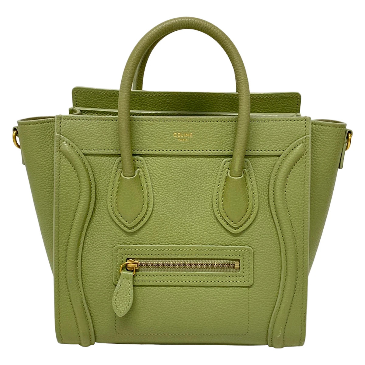 Celine Luggage Nano Shopper Handbag Light Khaki Drummed calfskin