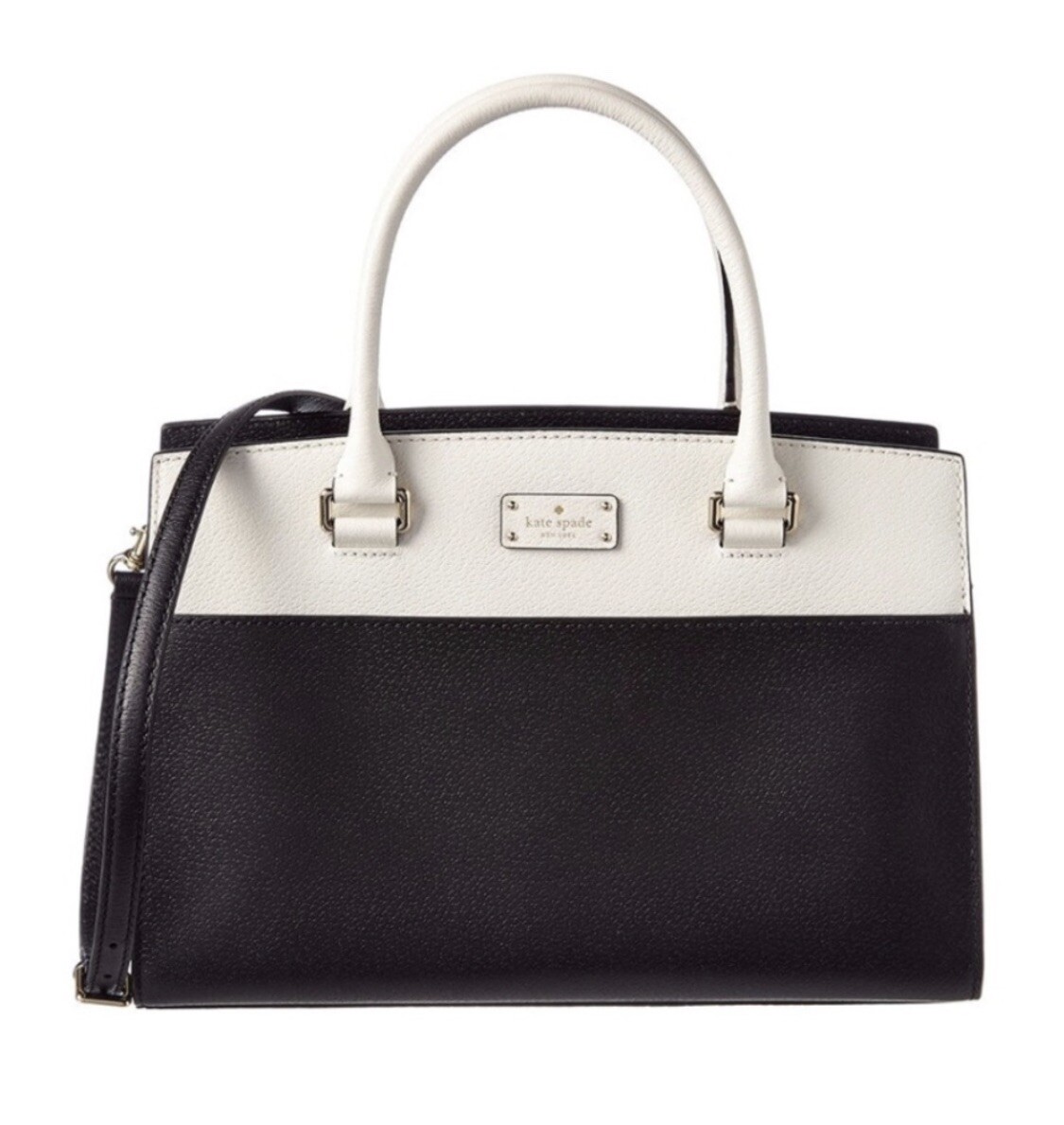 NEW💕$375 Kate Spade New York Grove Street Caley Leather Satchel, Black&White