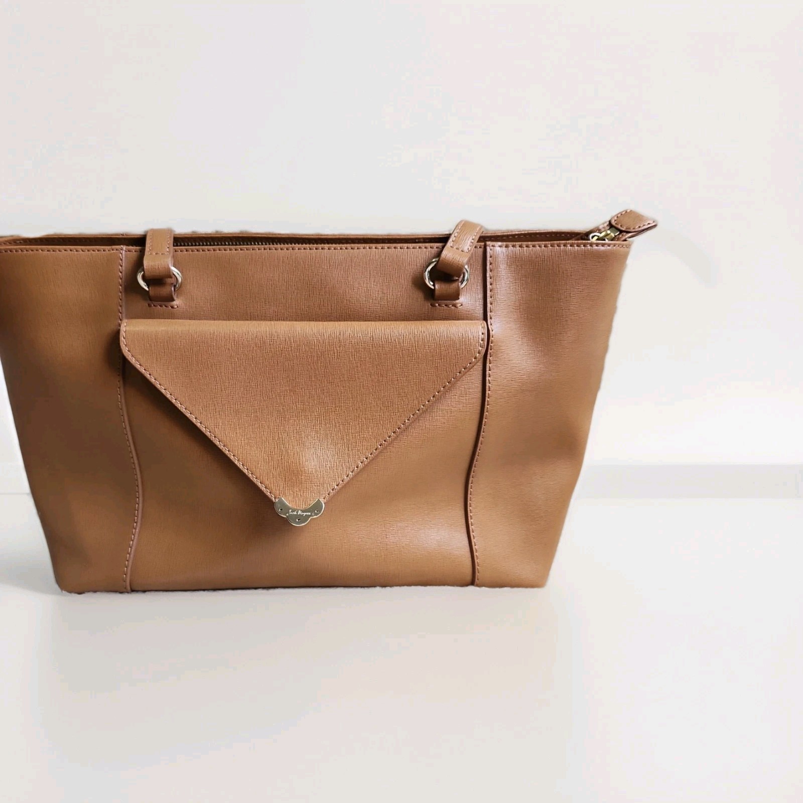 Jack Rogers CELESTE Leather Tote OAK Cognac Brown Shoulder Bag Handbag