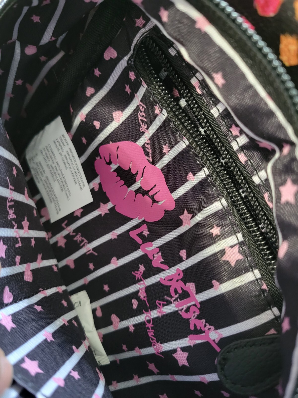 Luv Betsey by Betsy Johnson Rainbow Stripes Positive Verbage Small Backpack NWOT