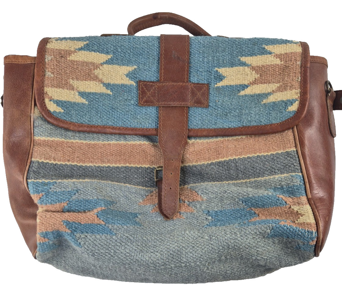 Cambridge Santa Fe Saddleblanket Wool Blend Leather Aztec Southwest Satchel Tote
