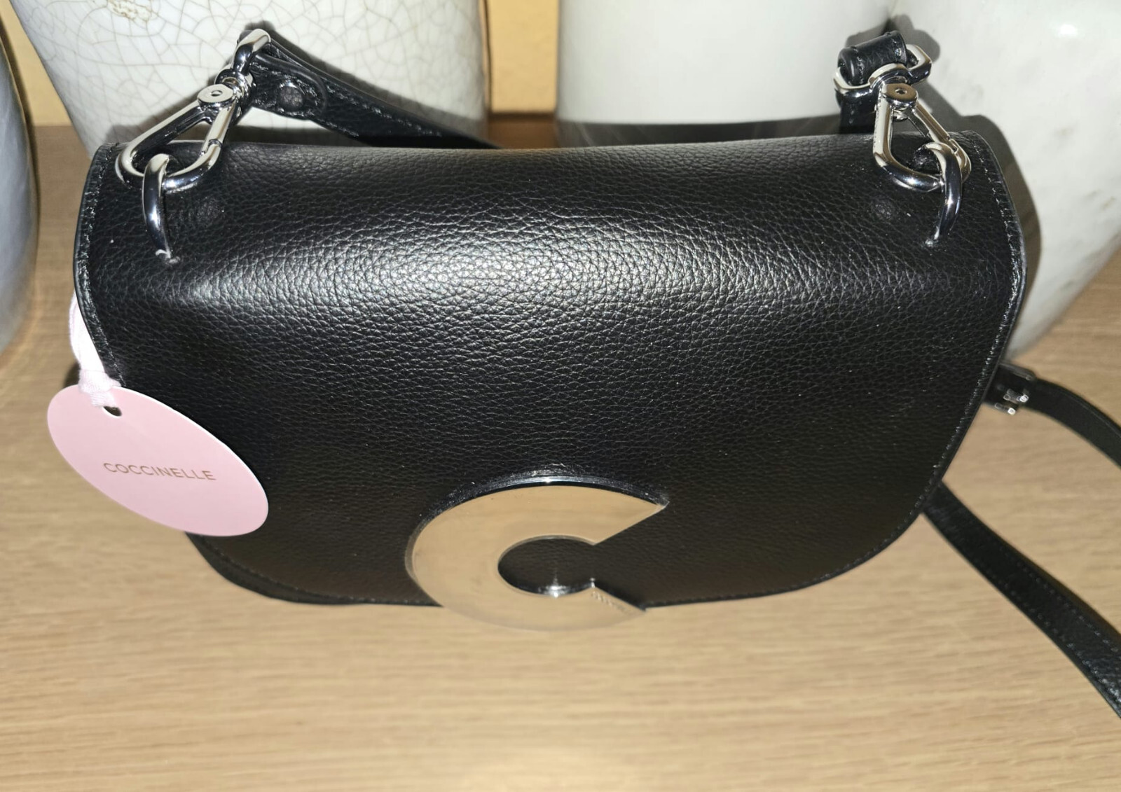 New Coccinelle Shoulder Bag Genuine Leather Silver Hardware Made in Italy