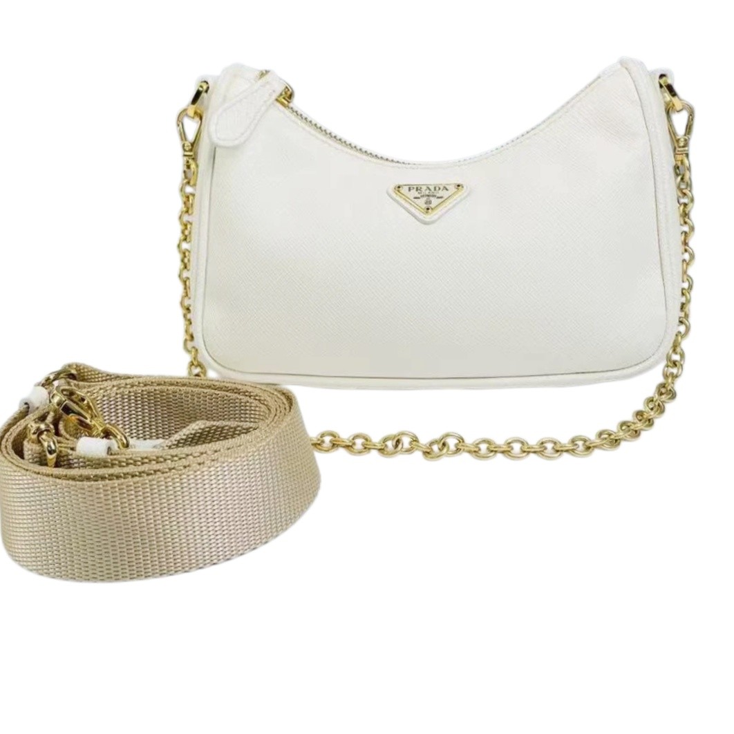 Prada Re-Edition 2005 Hobo Bag White Saffiano Leather Shoulder Crossbody Bag