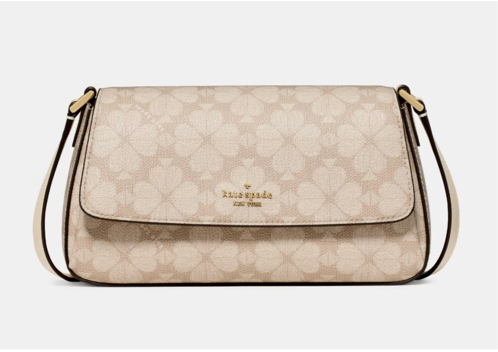 NWT Kate Spade Sutton Spade Flower Crossbody Bag Dark Beige Moon Dust & Dust Bag
