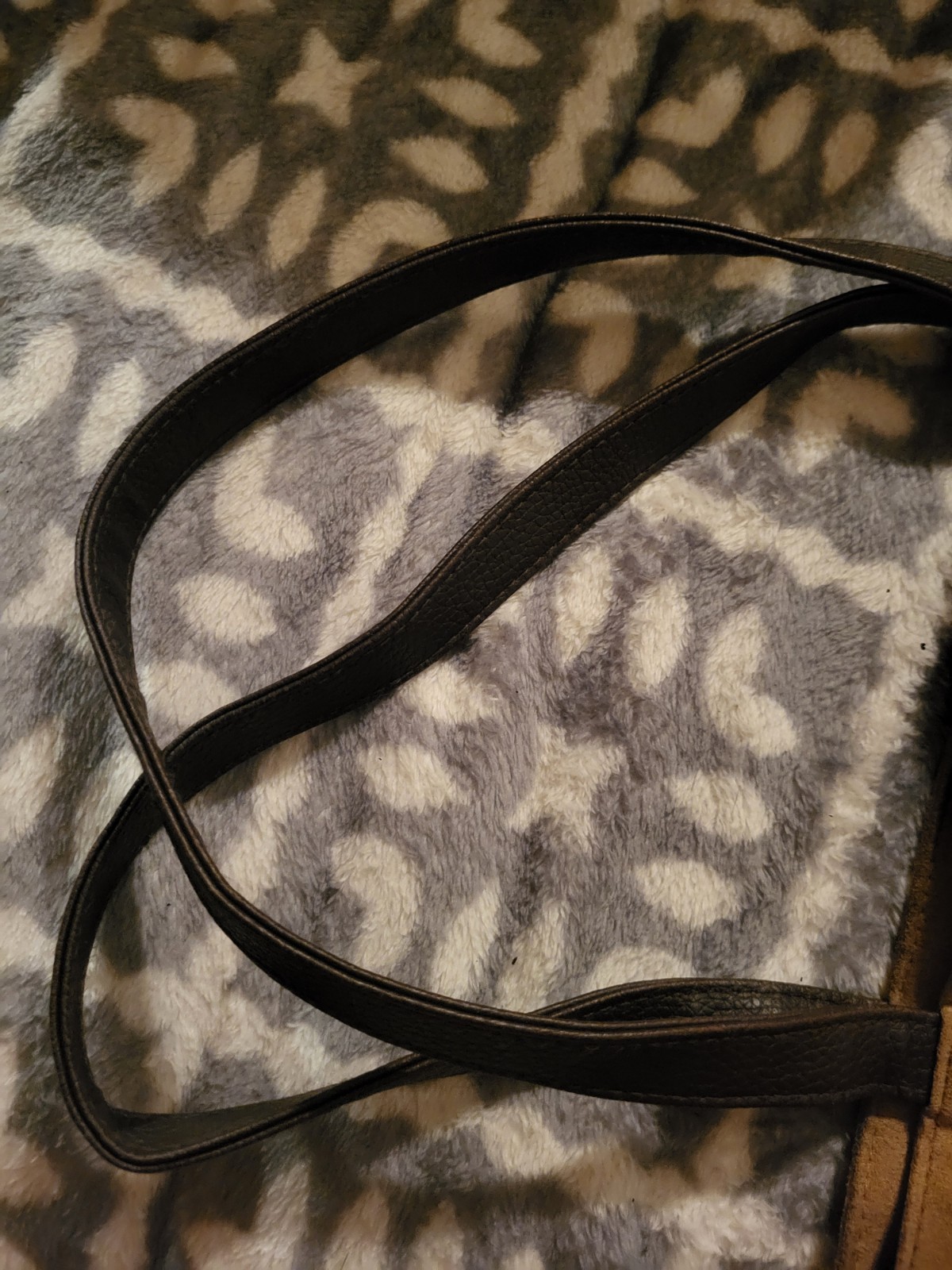 Colorblock Tote Bag Tan/Brown, Black Double Handles, Lined Inner Pockets