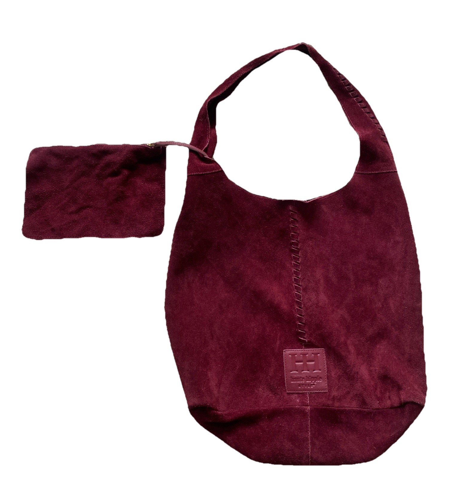 Haute Hippie Suede Slouchy Hobo Bag Deep Burgundy Wine Festival