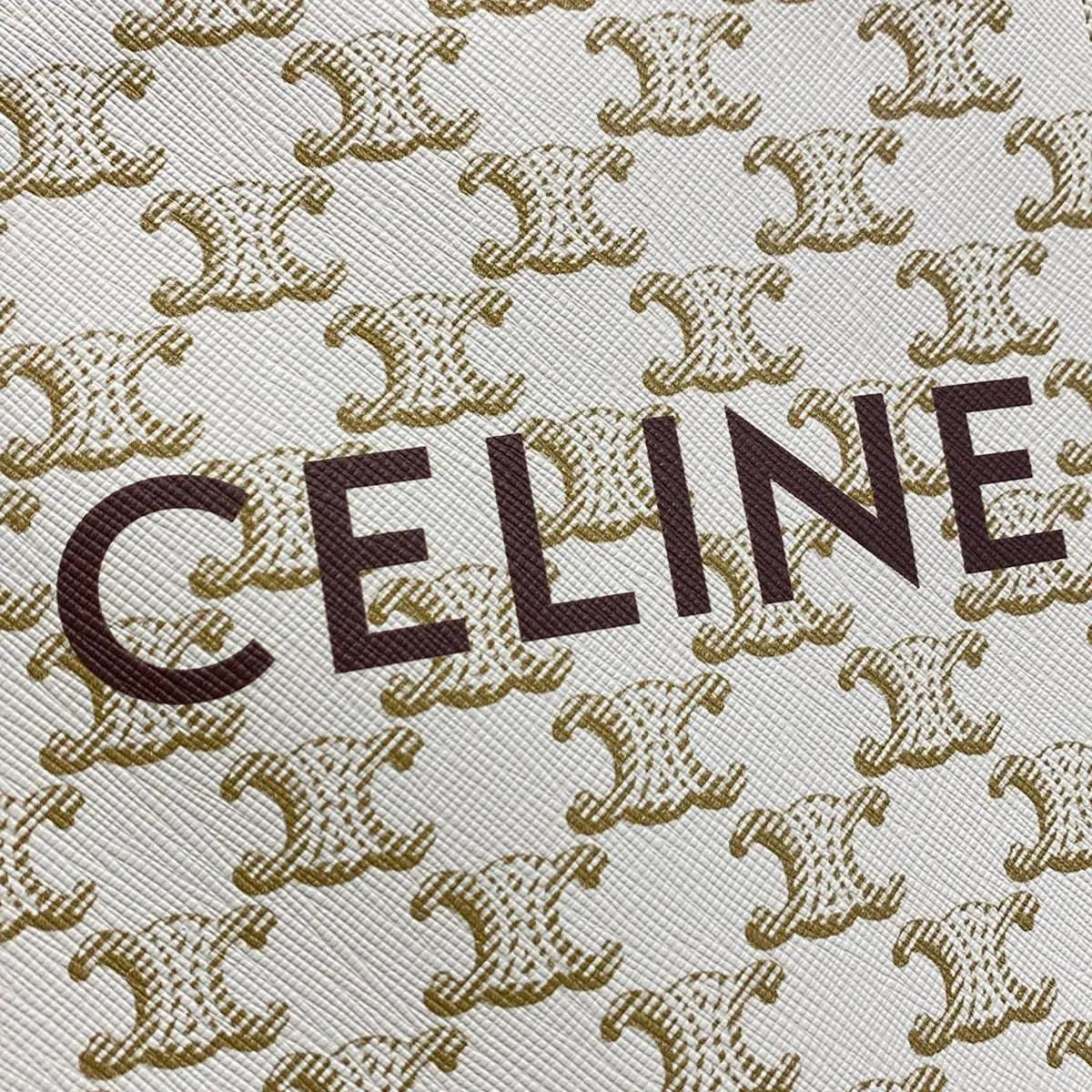CELINE Mini Vertical Cabas Cream Brown Triomphe Canvas Calf Skin Tote Bag