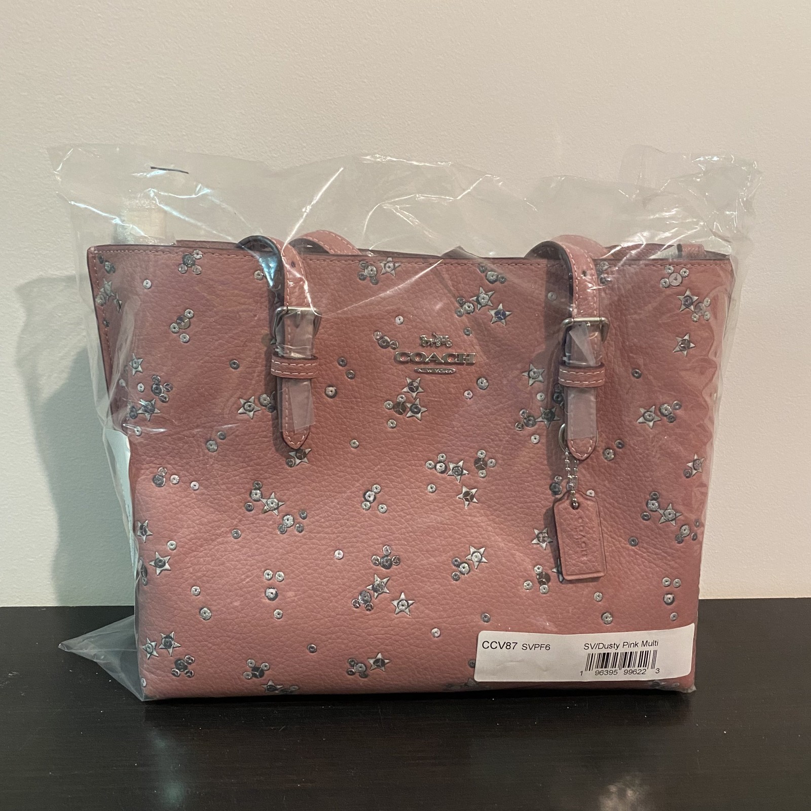 Coach Mollie Tote Bag 25 With Star Print CCV87 Dusty Pink NWT 100% Authentic
