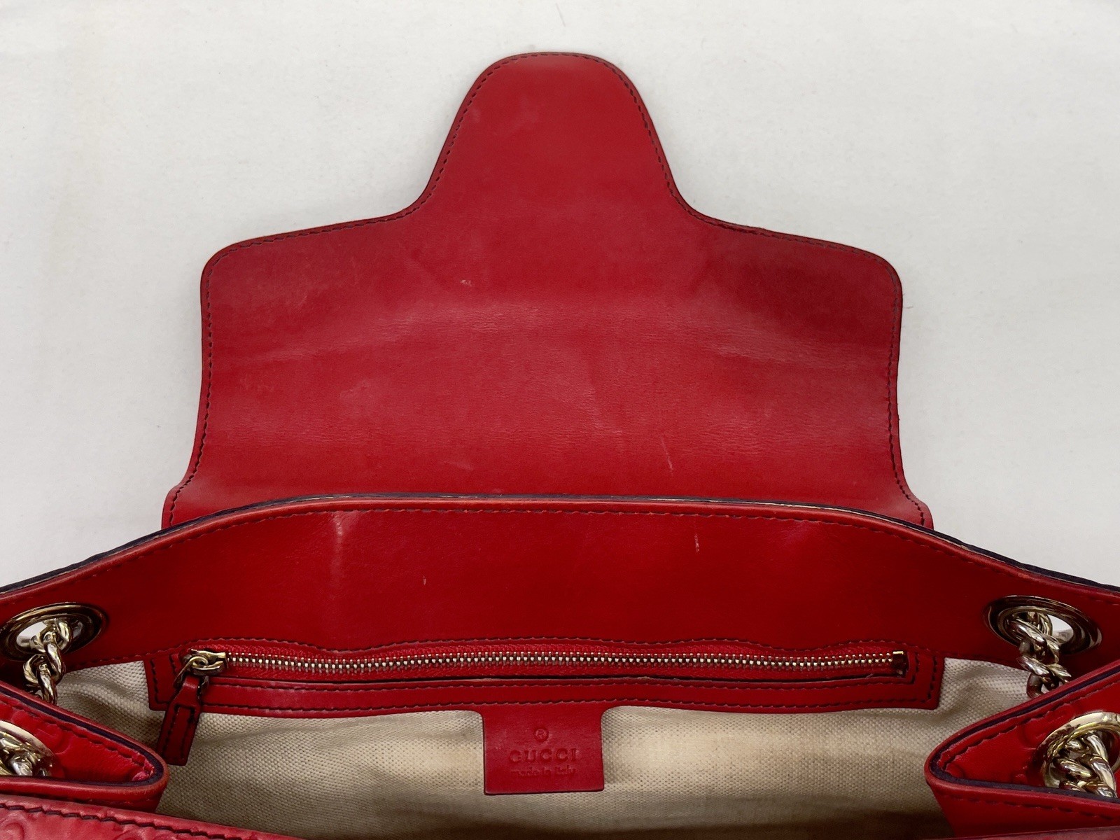 GUCCI Emily Chain Shoulder Bag Red Leather Bag 295403