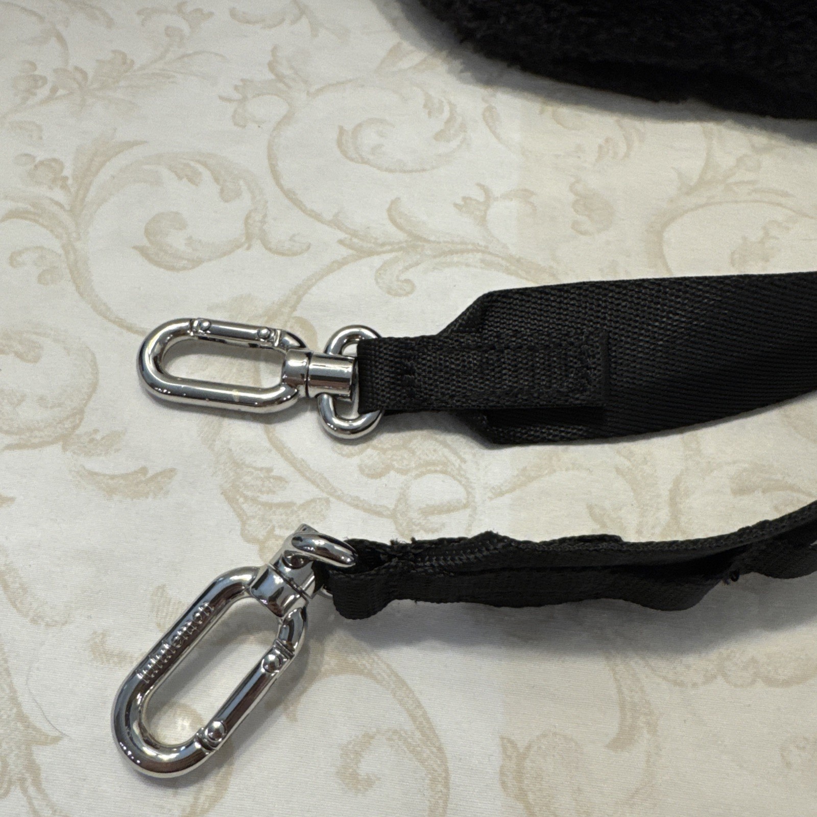 LULULEMON Black Plush Fleece Quilted Grid Tote w/ Crossbody Handbag