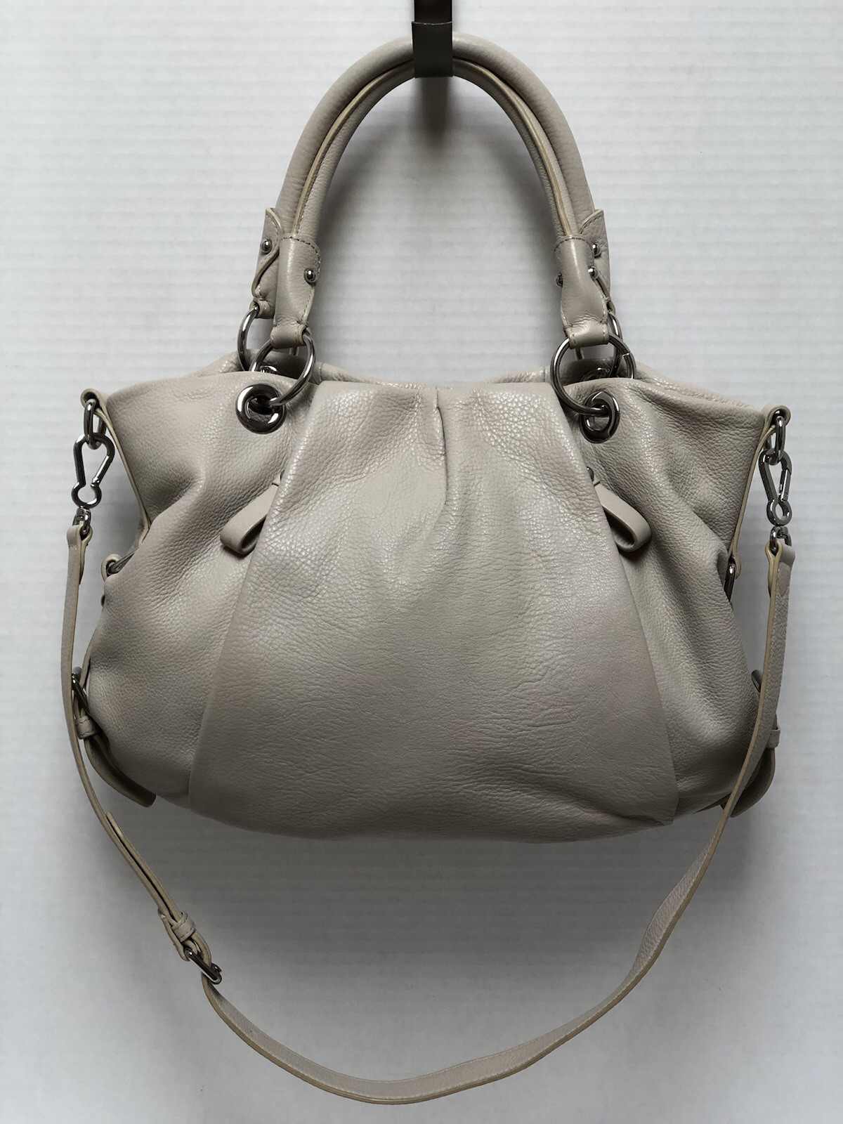 VINCE CAMUTO Pebbled Leather Large Crossbody/Satchel Dove Gray ~ EUC! CLEAN!