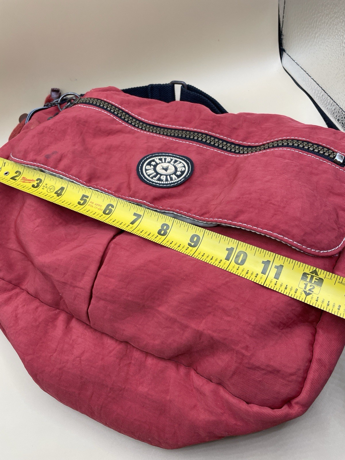 Vintage KIPLING Shoulder Bag Brick Red With Monkey