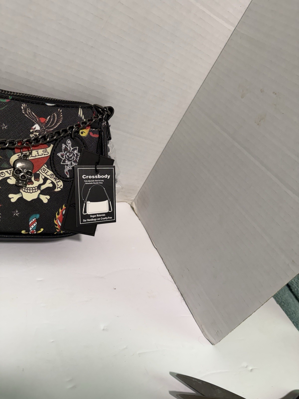 Ed Hardy Charmed Shoulder / Crossbody Bag – Hearts, Skulls, Tigers Tattoos NWT