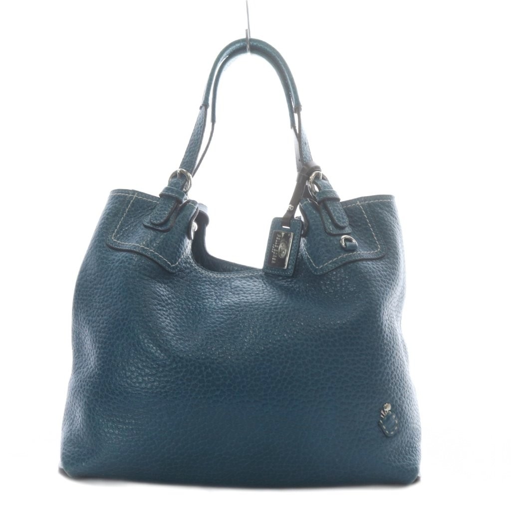 Pelle Borsa Leather Tote Bag Blue Ladies AB Condition 9.6″x12.2″