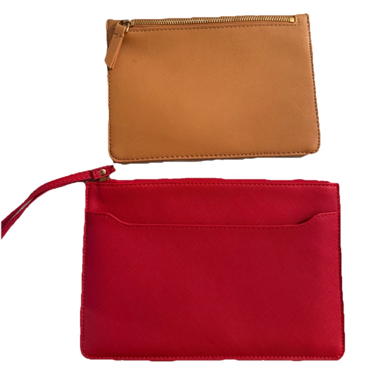 Sondra Roberts Squared Wristlet Red Brown Two In One 8.5×5.5”