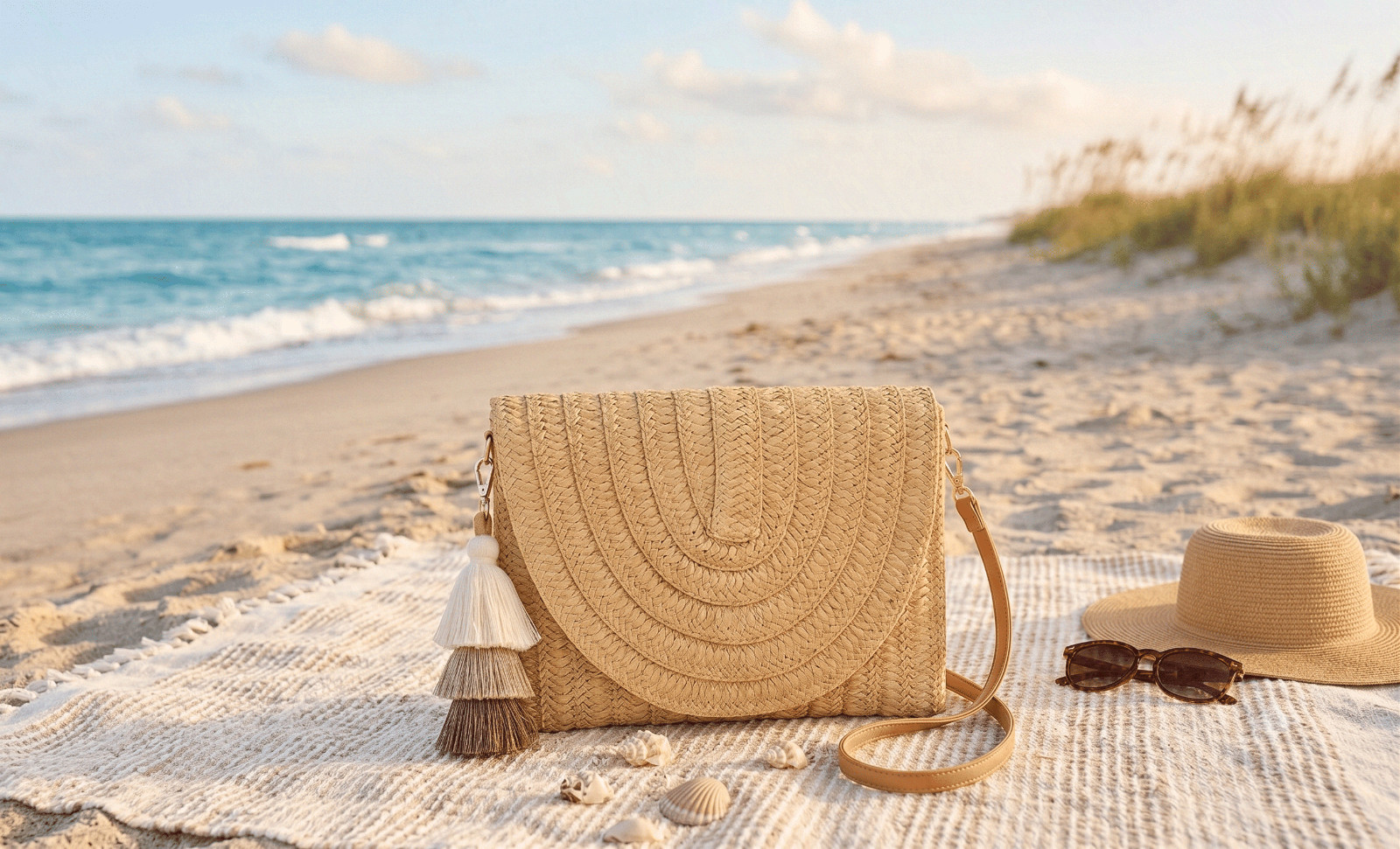 Straw Clutch Purse Women Crossbody Bag