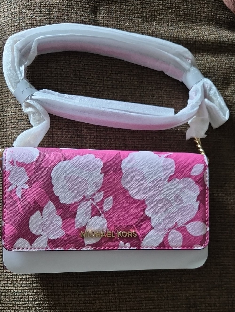 Michael Kors Pink and White Floral Crossbody