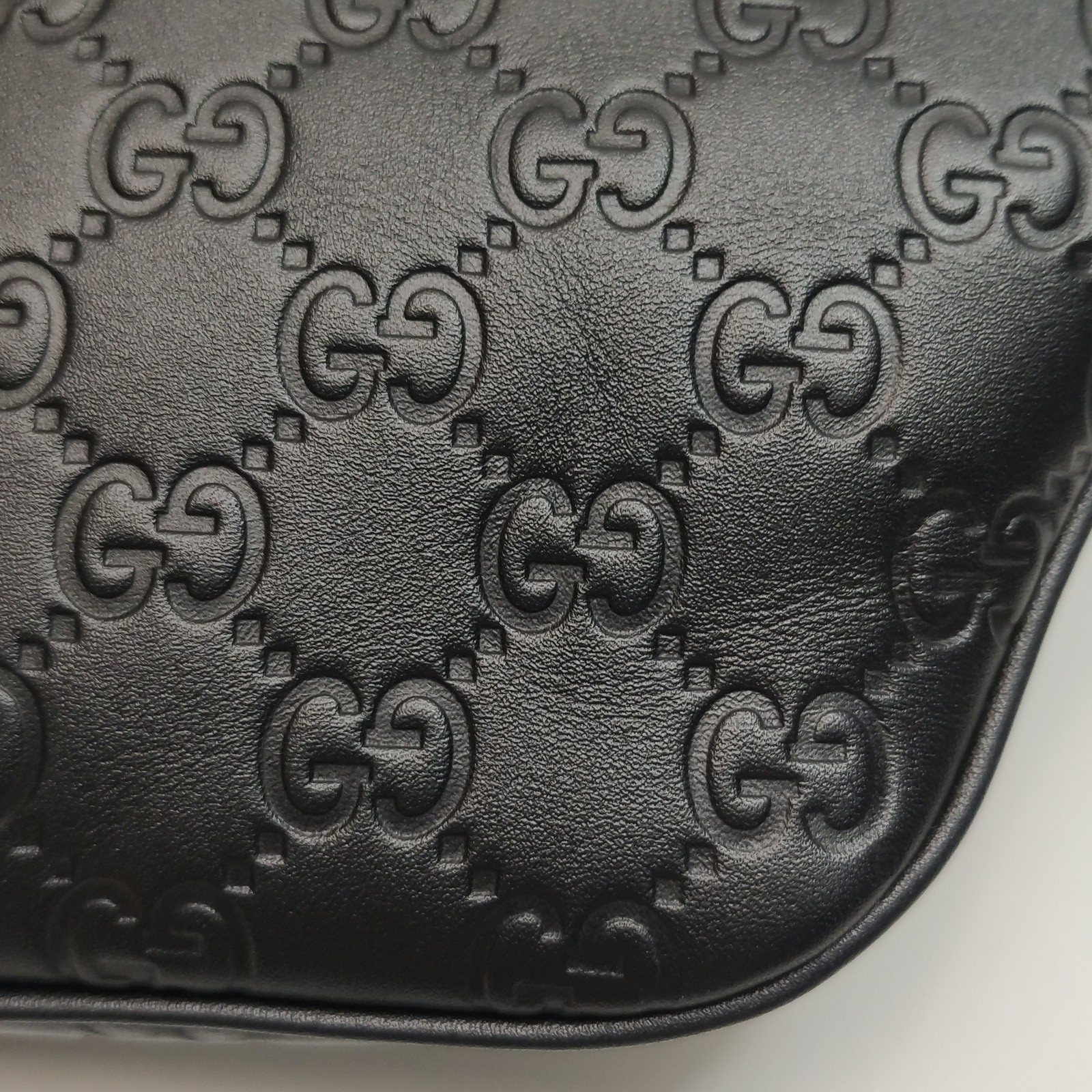 Gucci Guccissima Small Black Leather Waist & Chest Bag Silver Zip US Ship