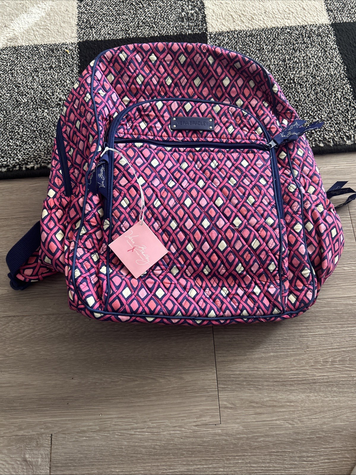 Vera Bradley Katalina Pink Diamonds Campus Backpack NWT