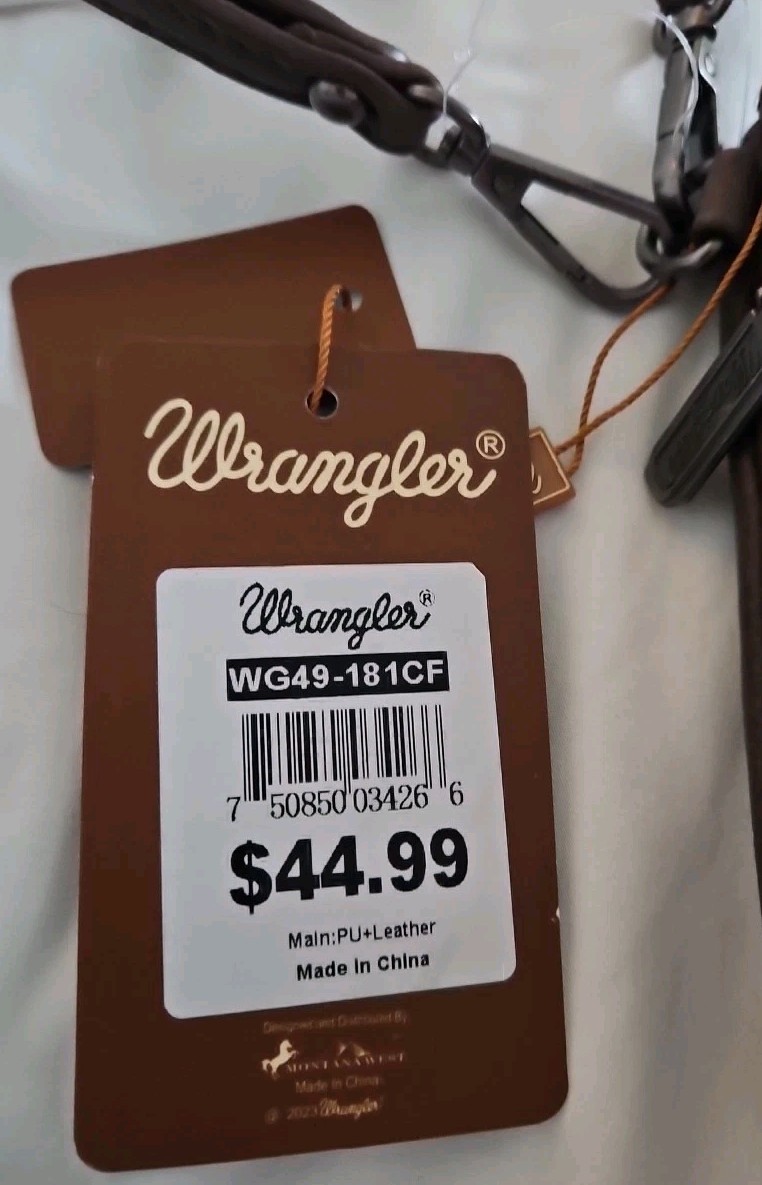 wg49-181cf Wrangler leather purse with front and back zippered pockets NWT