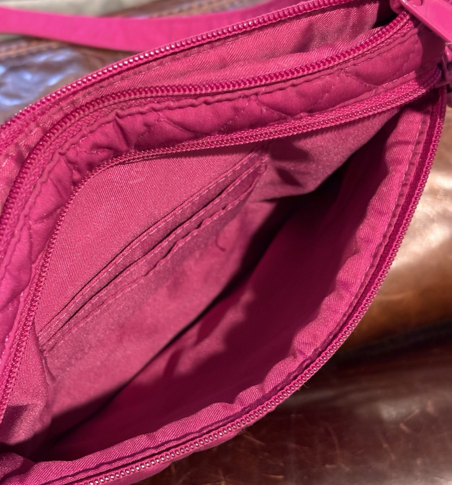 Vera Bradley Triple Zip Hipster Crossbody Bag Womens Pink Quilted Coast Classic
