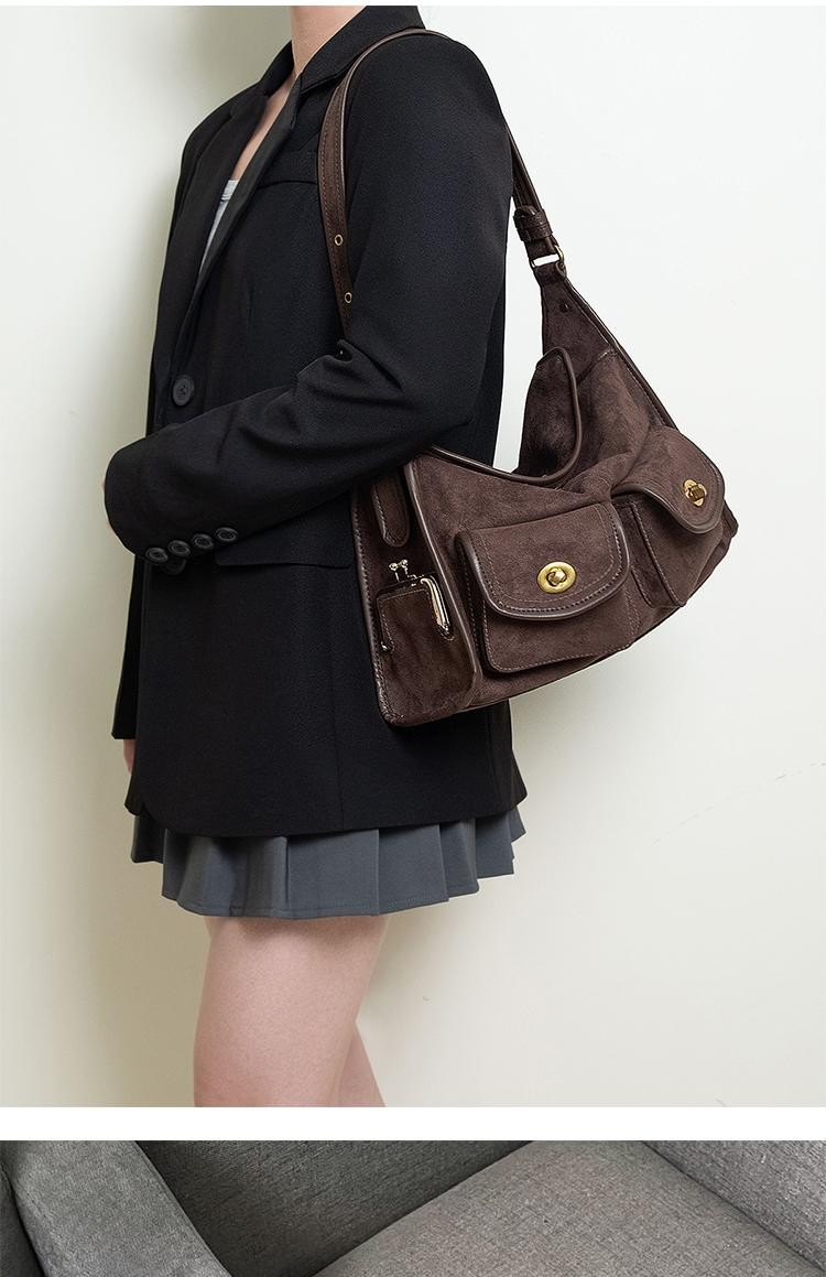Casual Commuter Large Capacity Suede Pillow Bag Single Shoulder Crossbody Bag