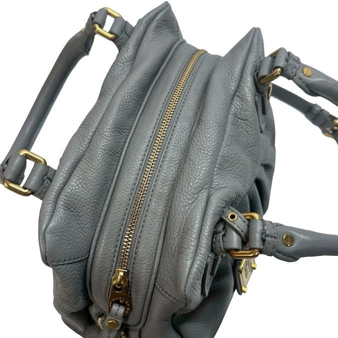 MARC BY MARC JACOBS Classic Q Mini Boston Gray Leather Gold Handbag 2Way Y2K