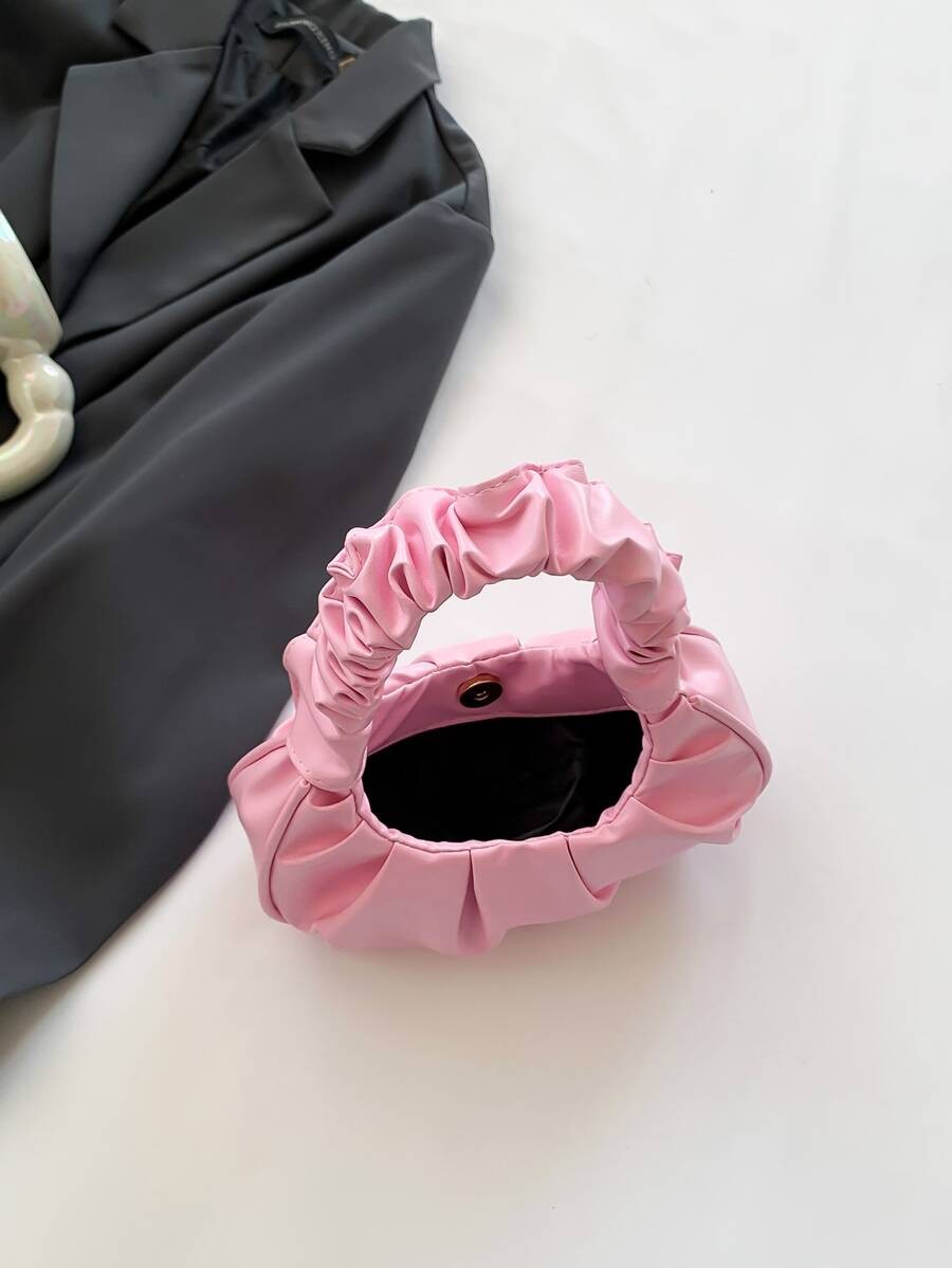 Trendy Women Mini Ruched Cloud Bag Pleated Dumpling Pouch Top Handle Handbag