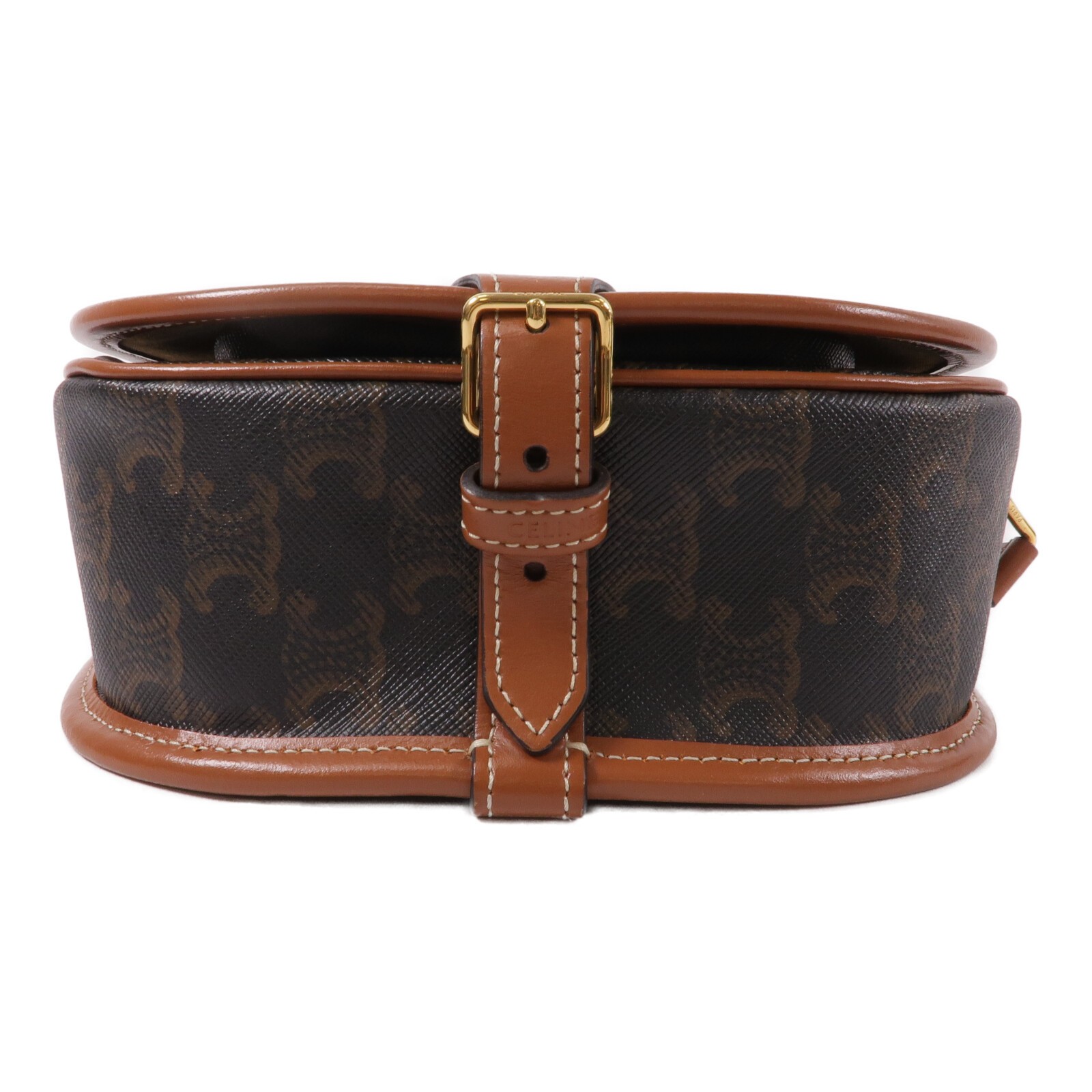 CELINE GHW Folco Shoulder Bag 191502BZJ Coated Canvas Brown