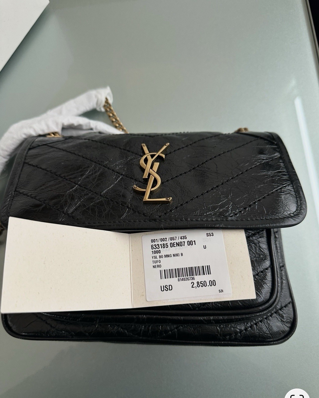 Saint Laurent Niki Small Black Quilted Shoulder Bag Gold Chain, w/ Box Dust Bag