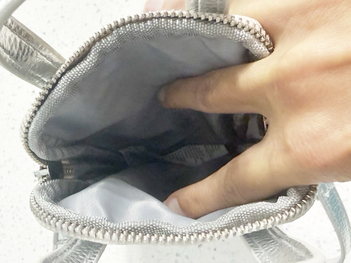 United Colors of Benetton Silver Mini Crossbody Bag Phone Purse Metallic Handbag