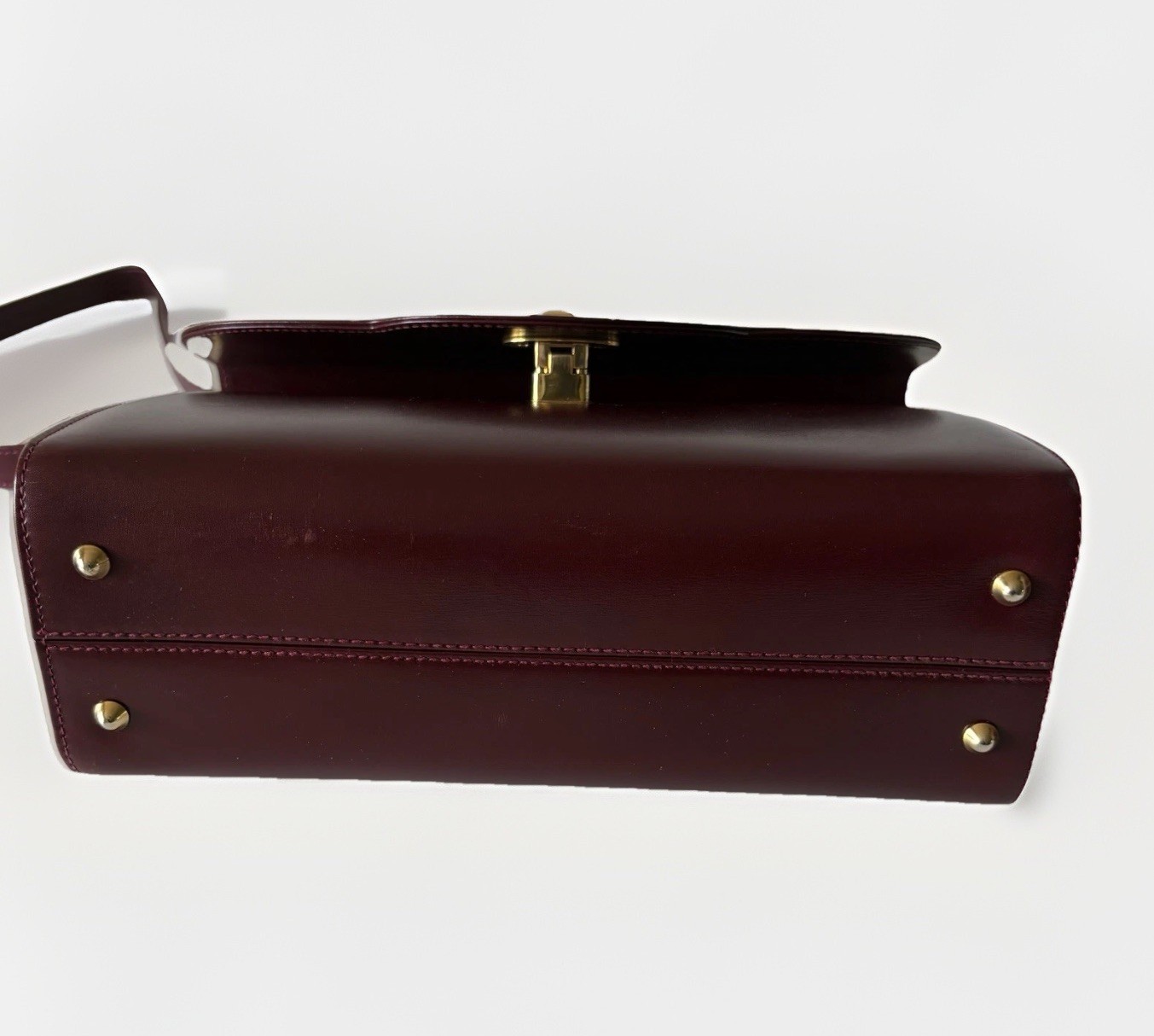 Authentic BALLY Hand bag Burgandy Leather From Japan 01058