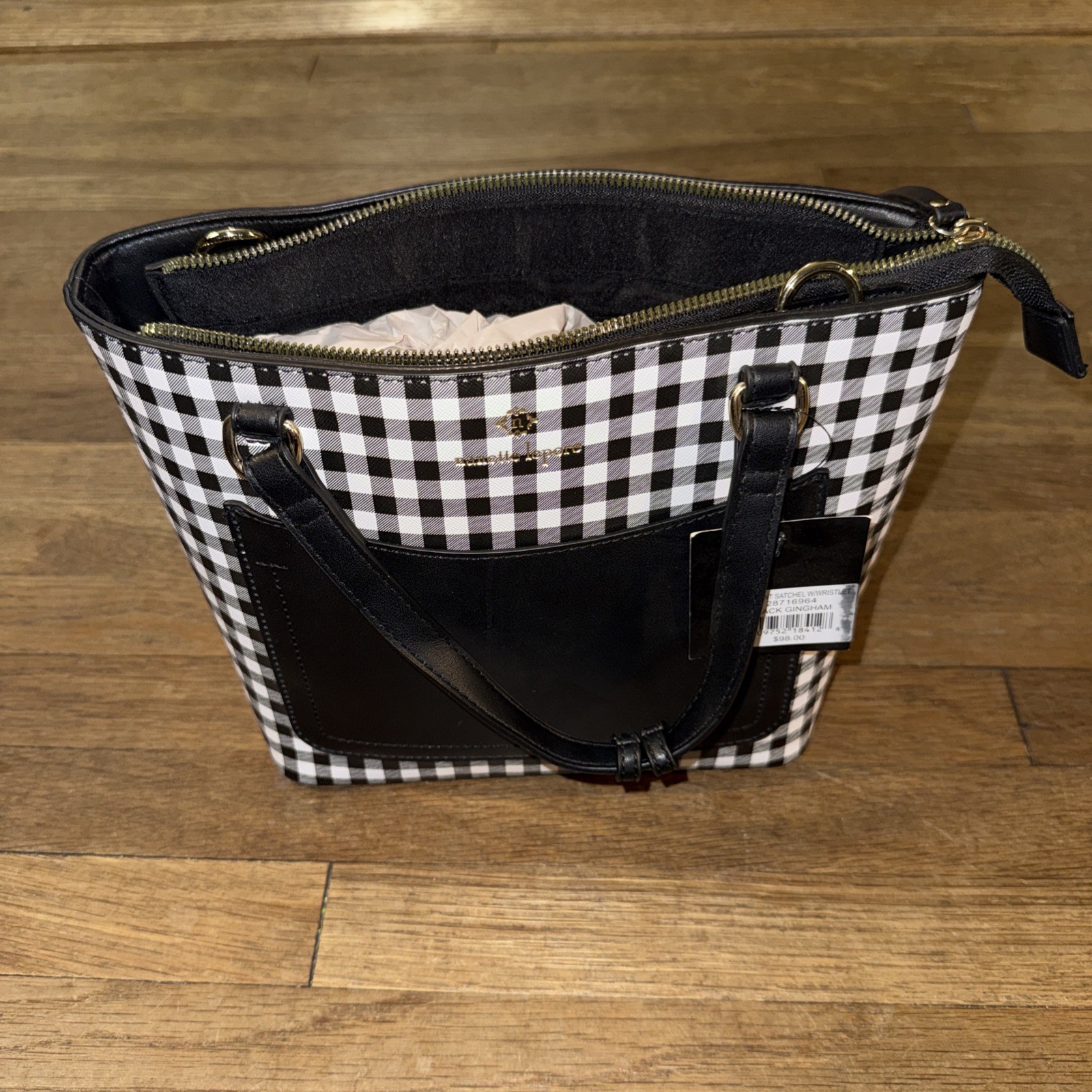 Nanette Lepore Women Hand Bag Vegan Leather Bonus Pouch Not Included Black New
