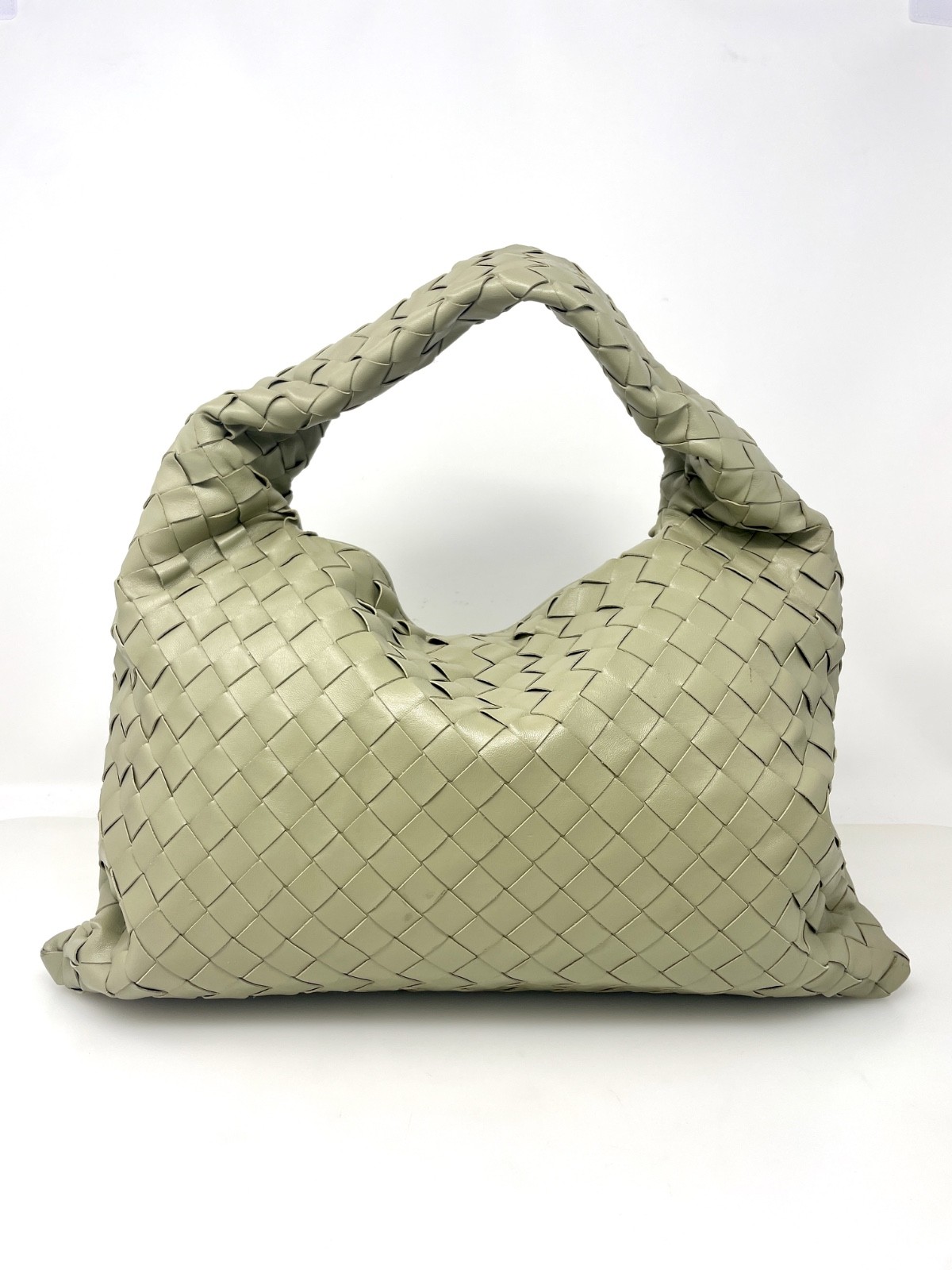 Bottega Veneta Large Hop Intrecciato Leather Bag Travertine w/Dust Bag – Italy