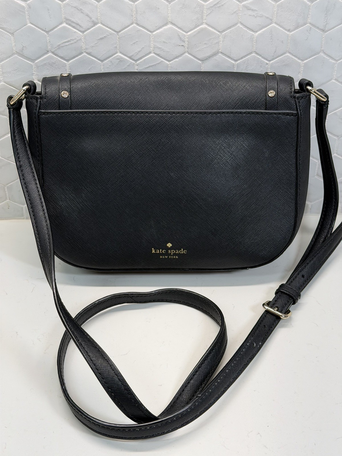 Kate Spade Carsen Laurel Way Jeweled Crossbody Bag Black Bow