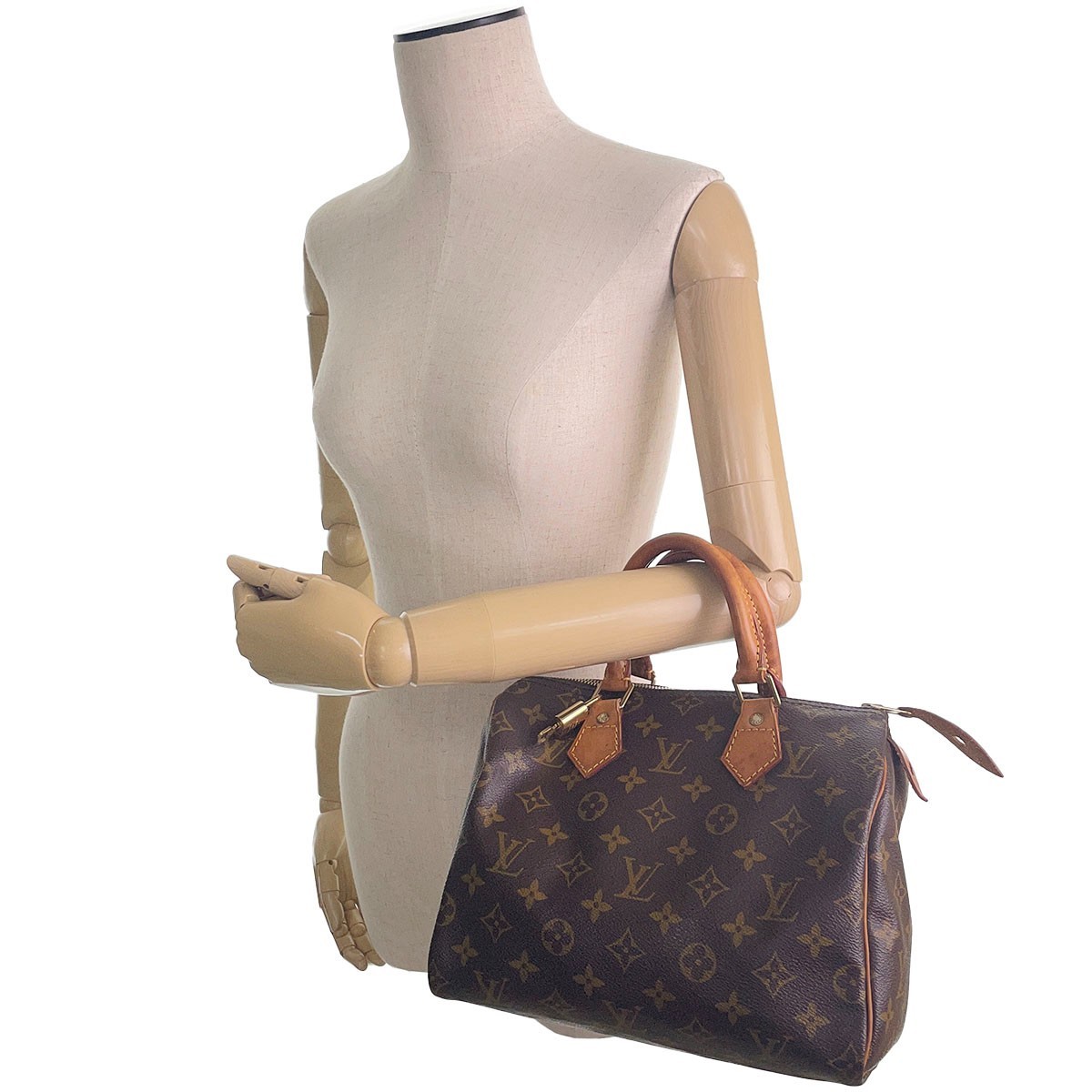 Louis Vuitton Monogram Speedy 25 Leather Fabric Brown Handbag 4512