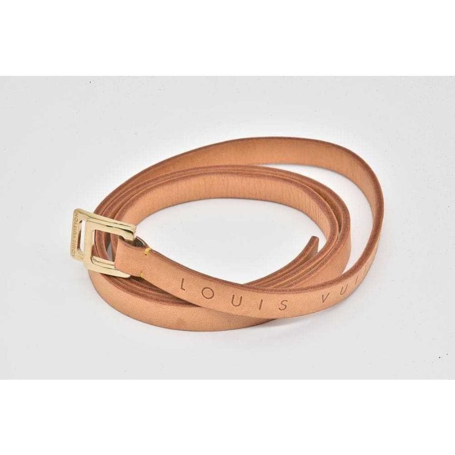 Louis Vuitton Nume Leather Logo Belt S Beige Gold Buckle 86cm w Dust Bag Auth