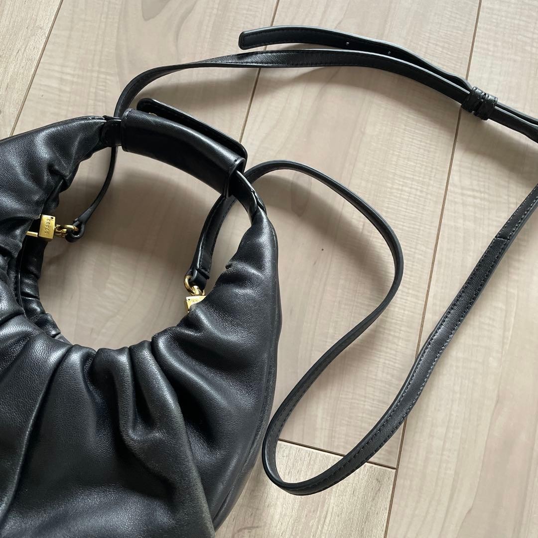 STAUD Mini Moon Handbag w/Shoulder Strap in Black USED Good Condition