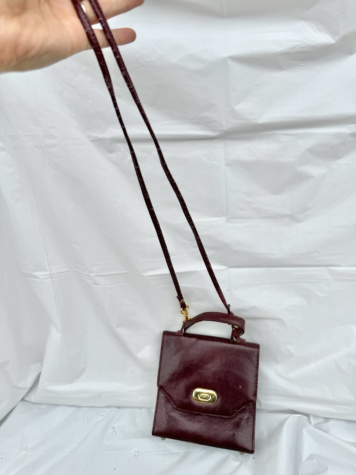 Vintage Bechamel Genuine Leather & Velvet Handbag Purse, Burgundy & Evening bag