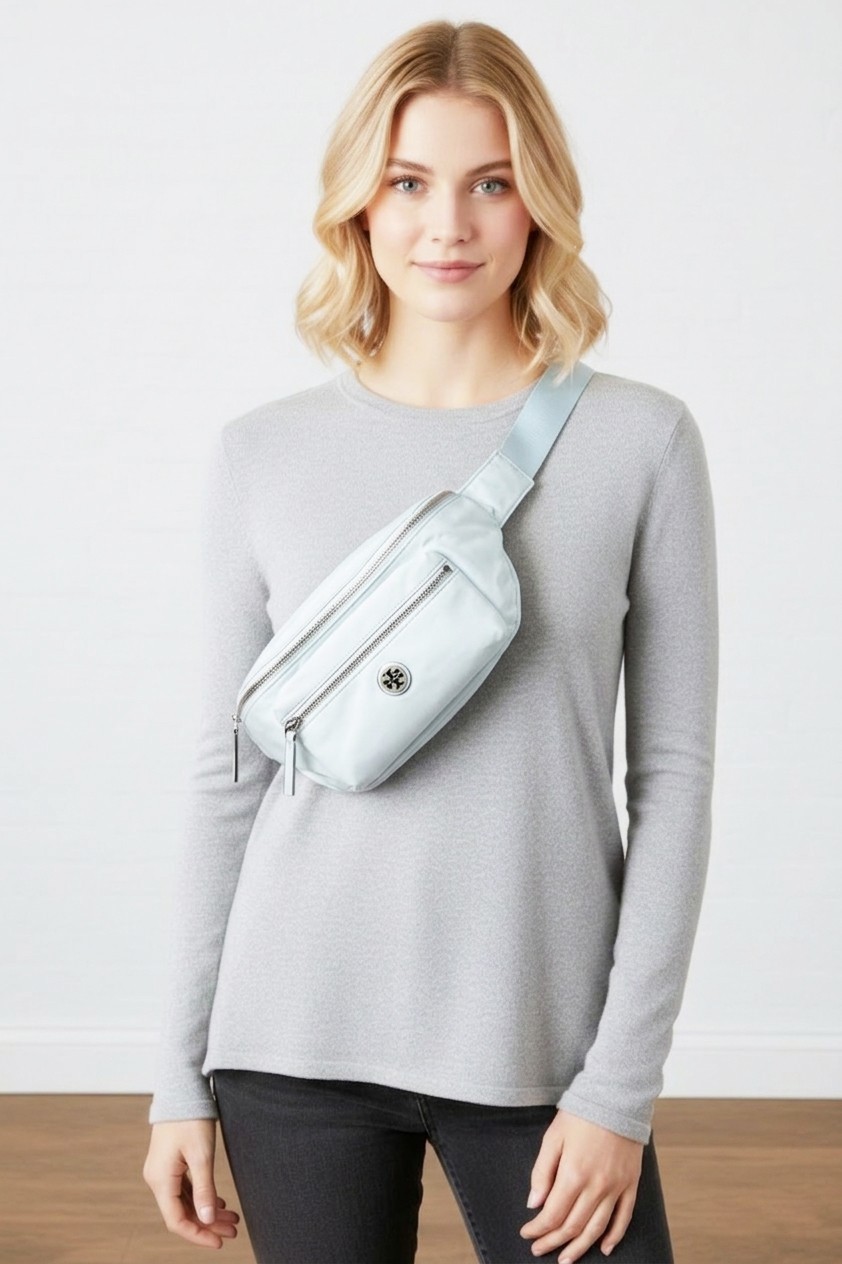 Latest Tory Burch Baby Blue Summit Nylon Belt Bag Sling Fanny Pack 170436 $248